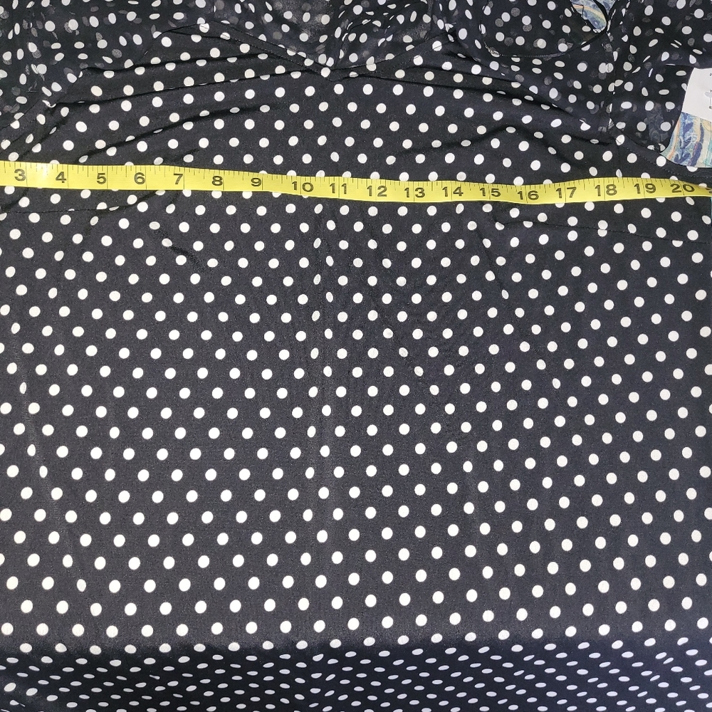 MSK Ruffle Cold Shoulder Black & White Dot Shift Dress - Picture 9 of 10